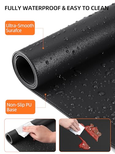 TopMade Mouse Pad with 15W Wireless Charging, XXL Large Leather Desk Mat, Waterproof Gaming Mousepad Home Office Desk Pad Protector, Computer Keyboard Pad, Mouse Mat for MacBook, PC, Laptop, Black - color: Black