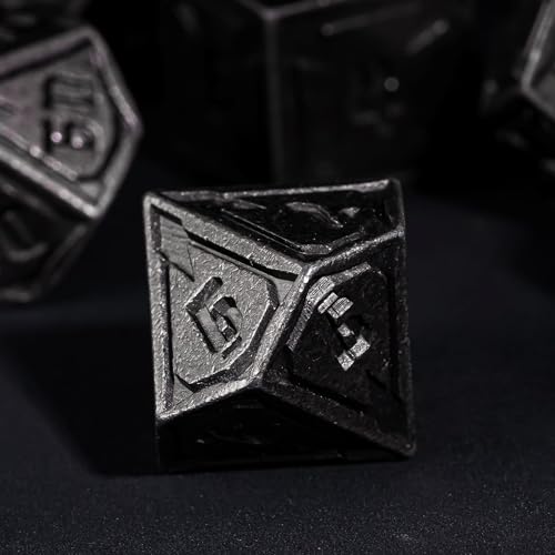 UDIXI Metal DND Dice Set, RPG Polyhedral Dice for Tabletop Game (Silver) | 7-Pieces, Lozenge Pattern, Zinc Alloy Material, Gorgeous Gift Case, DM Gift, for Dungeons and Dragons Role Playing Games - color: Nickel Deep