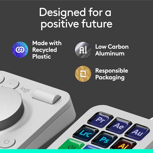 Logitech MX Creative Console 9 Customizable Keys - Pale Grey | Stream Deck accessories, graphic design, Adobe, Zoom, Spotify, 3-month Adobe Creative Cloud membership - color: Pale Grey