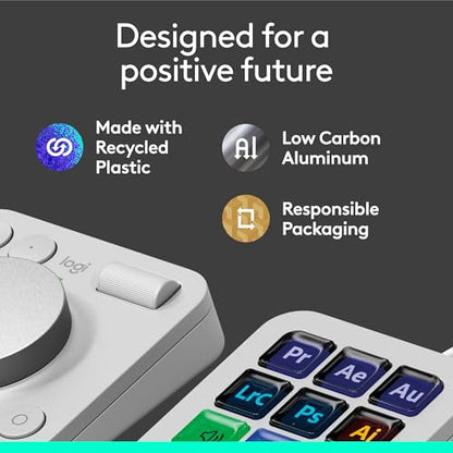Logitech MX Creative Console 9 Customizable Keys - Pale Grey | Stream Deck accessories, graphic design, Adobe, Zoom, Spotify, 3-month Adobe Creative Cloud membership - color: Pale Grey