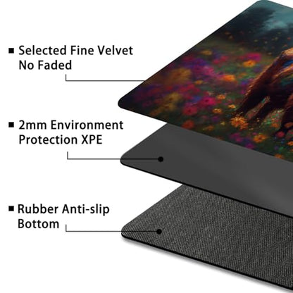 MTG Playmat,Game Play Mat for MTG TCG 24 x 14 inches Cards Game Playmats,Trading Card Game Stitched Play Mats Commander Deck Gaming Desk Mat Card Gameplay Mats-Art Highland Cow - color: Art Highland Cow, size: NO Zone