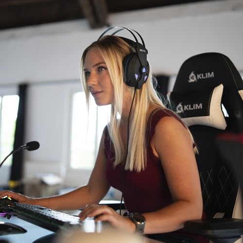 KLIM Impact V2 - USB Gaming Headset - 7.1 Surround Sound - Noise Cancelling - High Definition Audio - Strong Bass - Video Games Headphones Audifonos with Microphone for PC Gamer PS4 - Noise Cancelling