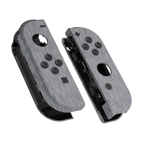 eXtremeRate DIY Replacement Shell Buttons for Nintendo Switch & Switch OLED, Brushed Silver Soft Touch Custom Housing with Full Set Button for Joycon Handheld Controller - Console Shell NOT Included - color: Brushed Silver