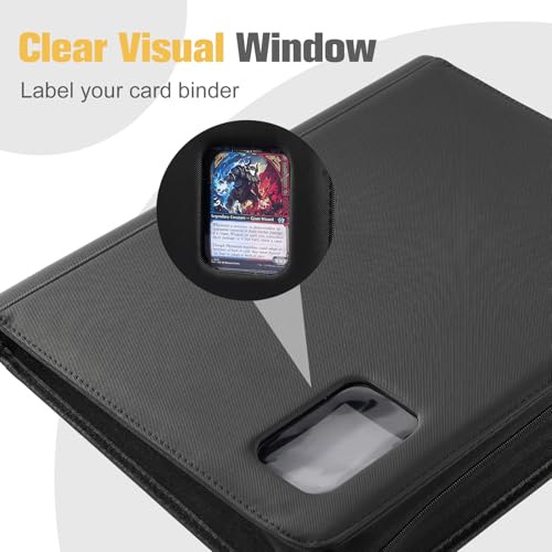 ProCase Top Loader Binder, 9 Pocket Holds 324 Toploaders, Black | Non-PVC Pockets Waterproof PU Leather Binder for Trading Cards or Sports Cards, Compatible with TCG, MTG in 3"x4" Toploader - color: 2-Black