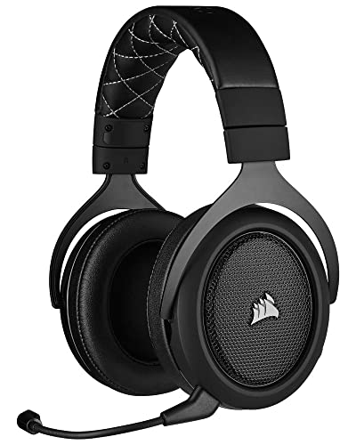 Corsair HS70 PRO Wireless Gaming Headset – 7.1 Surround Sound – Detachable Uni-Directional Microphone – Up to 40ft Range – iCUE Compatible – PC, Mac, PS5, PS4 – Carbon