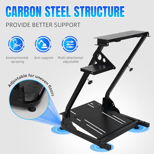 LGIB Sim Racing Wheel Stand Foldable & Adjustable Height Steering Wheel Stand for Logitech G25/G27/G29/G920/G923 & Thrustmaster T300/T300RS/T150 Simulator Cockpit without Gaming Steering Wheel Pedals