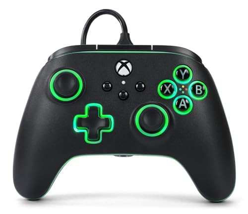 PowerA Advantage Wired Controller for Xbox Series X|S with Lumectra - Black, gamepad, wired video game controller, gaming controller, works with Xbox One and Windows 10/11, officially licensed - color: Black/LED, size: Single