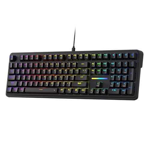 Redragon K745 Wired Gasket RGB Gaming Keyboard, 108 Keys Mechanical Keyboard w/Extra 4 Hotkeys, Upgraded Hot-swappable Socket, 5-Layer Noise Dampening, Creamy & Thocky Custom Linear Switch - color: Essential Black, size: 108 Keys