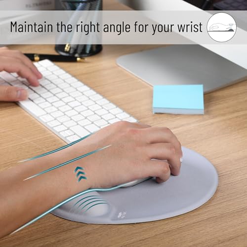 Mr. Pen- Ergonomic Mouse Pad with Wrist Rest | Light Gray Breathable Fabric with Memory Foam Cushion, Non-Slip Rubber Base, Gel Mouse Pad with Wrist Support - color: Light Gray