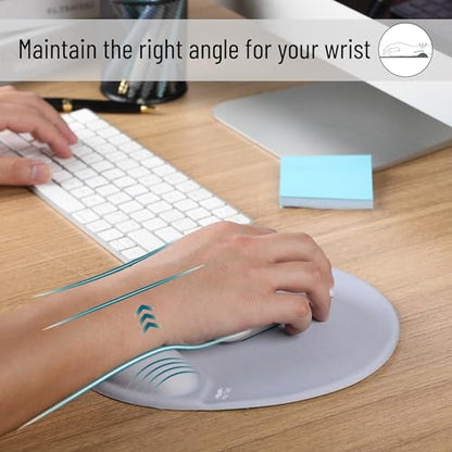 Mr. Pen- Ergonomic Mouse Pad with Wrist Rest | Light Gray Breathable Fabric with Memory Foam Cushion, Non-Slip Rubber Base, Gel Mouse Pad with Wrist Support - color: Light Gray