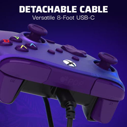 PDP Rematch Enhanced Wired Gaming Controller for Xbox Series X|S & Xbox One | Licensed for Xbox & PC, 2 Mappable Back Buttons, Adjustable Triggers, Audio Controls, Companion App, Gamepad, Purple Fade - color: Purple Fade, style: Controller