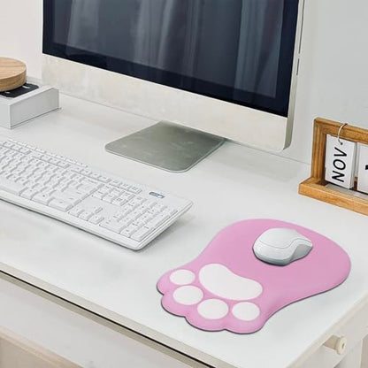 L-SPOUTTO Ergonomic Mouse Pad with Wrist Rest,Pink Mouse Pad Wrist Support | Cute Cat Paw Comfortable Massage Design,Computer Pain Relief Mousepad with Non-Slip PU Base for Desk Laptop Gaming,Pink - color: Pink