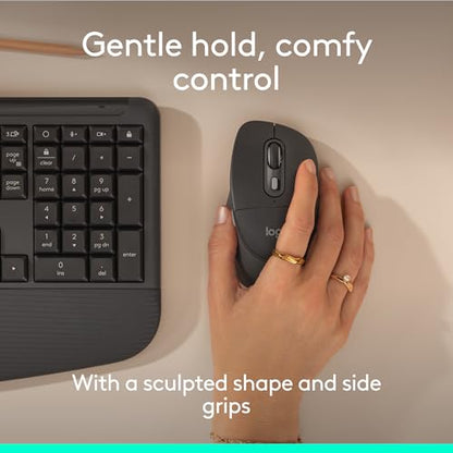 Logitech Signature Comfort Plus M850 L Wireless Mouse Bluetooth - Graphite | Bluetooth, palm cushion, 24-month battery, customizable buttons, for Windows, Mac, iPad - color: Graphite, style: With Palm Cushion