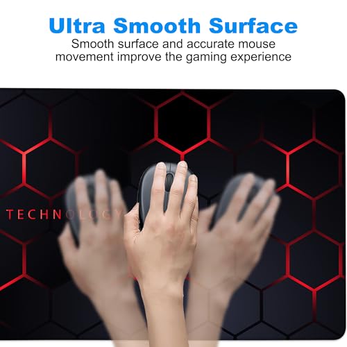 Desk Pad, Black and Red Honeycomb Hexagons Technology XL Gaming Mouse Pad with Stitched Edges,Non-Slip Waterproof Rubber Base Large Desk Mat for Keyboard and Mouse 31.5"x11.8" - color: Colour14, size: X-Large