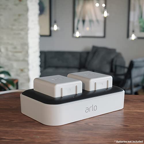Arlo Dual Charging Station Certified Accessory - Charge up to Two Batteries, Works Rechargeable Batteries (VMA5400) XL Rechargeable Batteries (VMA5420) Only - VMA5400C