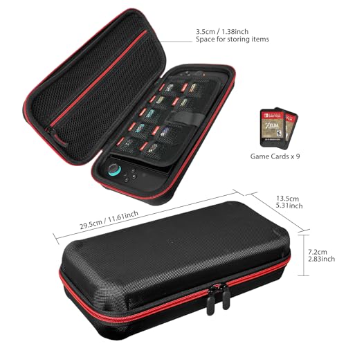 Travel Carrying Case for Nintendo Switch 2 2025, Large Volume Accessories Bundle Holder Anti Fall Shockproof Double Layer Hard Shell Protective Cover Pouch Waterproof Portable with Card Slots Black - color: Black, style: Antifall