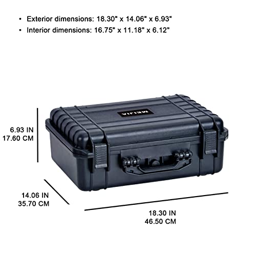 MEIJIA All Weather IP67 Waterproof Hard Camera Case,Hard Protective Case,Hard Case with Customizable Foam,Fit Use of Drones,Camera,Equipments,Pistols(Black,18.5 x14.06x6.93inches) - color: Black, size: 18.5 x14.06x6.93inches