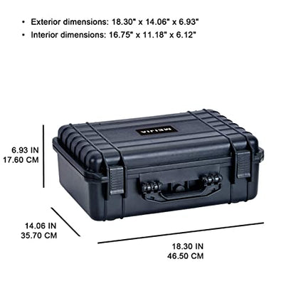 MEIJIA All Weather IP67 Waterproof Hard Camera Case,Hard Protective Case,Hard Case with Customizable Foam,Fit Use of Drones,Camera,Equipments,Pistols(Black,18.5 x14.06x6.93inches) - color: Black, size: 18.5 x14.06x6.93inches