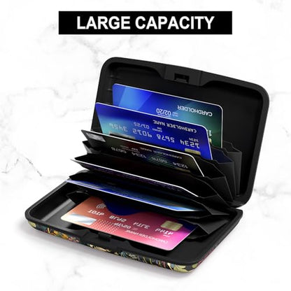 Card Holder Credit Cards Holder for Women RFID wallet women Business Card Holder Wallet Mini Aluminum Card Wallet RFID Blocking Slim Metal Hard Card for Women, Beautiful Flowers and Plants - color: Beautiful Flowers and Plants