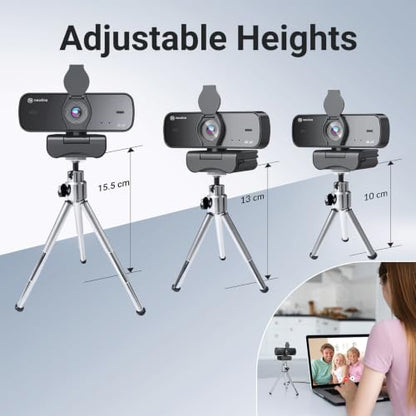 4K Webcam for PC with Fast Autofocus and Sony Sensor, Dual Noise-Reduction Microphones, Auto Light Correction, 4K 30FPS UHD, 77° FOV USB Webcam with Tripod for Zoom, Teams, Mac and Streaming - size: With Tripod