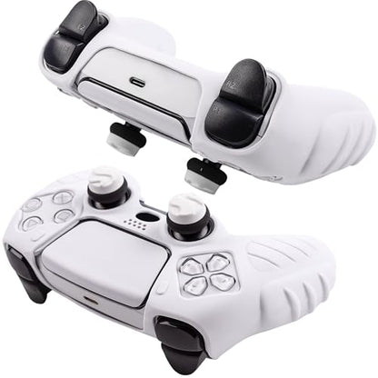 Ergonomic Soft Grip Skin Compatible PS5 Controller Cover, Anti-Slip Silicone with 6 Thumb Grips Accessories Set for PlayStation 5 (Clear Gray) - color: White