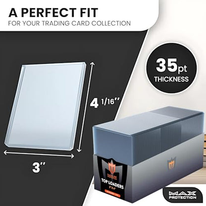 Max Protection 35pt Top Loaders for Cards - 200 Count - Premium 3x4 Inch Trading Card Toploaders - Protect Your Baseball and Sports Cards with These Crystal Clear Hard Plastic Sleeves Protectors - size: 200 Toploaders