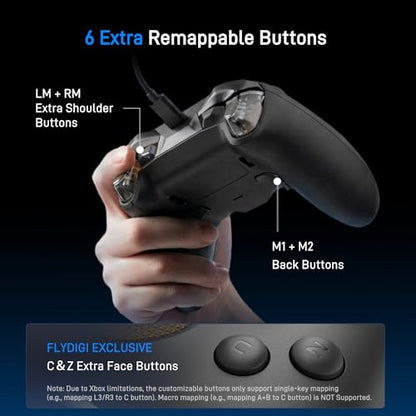 FLYDIGI VADER 5S Wired Controller for XBOX Series X|S, XBOX One, Windows | FORCEFLEX Adjustable Tension Structure, Hall Effect NO DRIFT, FORCESWITCH Triggers, 6 Remappable Buttons, 3.5mm Audio Jack