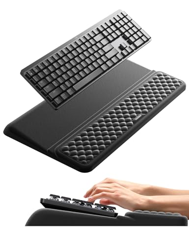 Vaydeer Wrist Rest with Keyboard Stand, Computer Wrist Support Pad, Ergonomic Keyboard Riser Holder Lifter Tray with Wrist Pad, Soft Memory Foam Desk Cushion, Palm Hand Typing for Office Home School - color: Black, size: Large