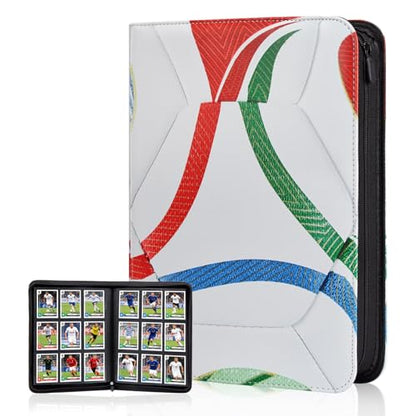 Soccer Card Binder with 468 Double-Sided Pocket Pages Trading Cards Storage for Soccer,Waterproof PU leather with Sealed Zipper Protect Dust&Damage,Ideal Gift for Passionate Collectors and Fans - style: Soccer