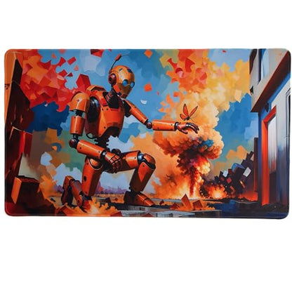 Foxtrot Designs TCG Playmat, 24in x 14in, Premium Stitched Edges, Non-Slip Base for MTG and Other Trading Card Games. MTG Playmat. (District 10) - color: District 10
