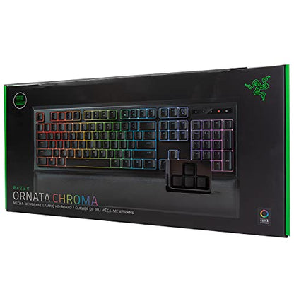 Razer Ornata Chroma Gaming Keyboard: Hybrid Mechanical Key Switches - Customizable Chroma RGB Lighting - Individually Backlit Keys - Detachable Plush Wrist Rest - Programmable Macro Functionality