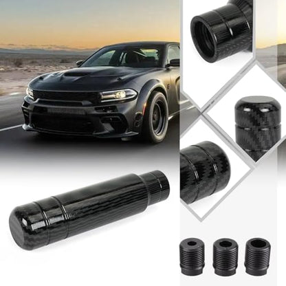 BARTOO Aluminum Alloy Heavy Weighted Shifter Knob, 5" Auto Gear Shift Knob, Car Gear Lever Stick Shifter Handle,with 3 Threaded Adapters M8 M10 M12,Fit Most Automatic Manual Vehicle(Carbon Fiber) - color: Carbon Fiber