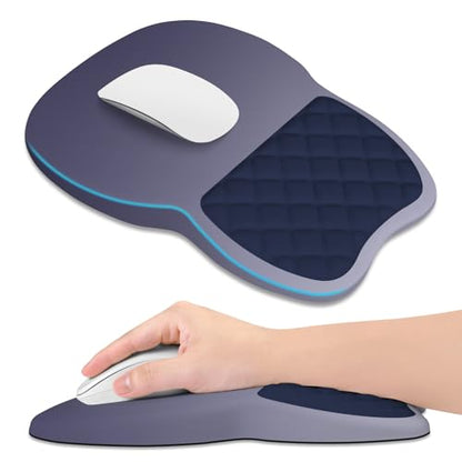 ITNRSIIET Ergonomic Mouse Pad Wrist Support with Memory Foam Massage Bulge & Non-Slip PU Base, Carpal Tunnel Pain Relief, Prevent Wrist Sweating, 12 x 8 x 1.2 inch, Gray Blue Gradient - color: Gray Blue Gradient