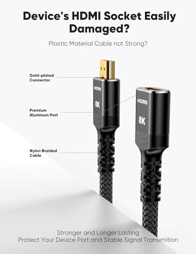 Highwings 8K 4K HDMI Extender - 0.5FT, Ultra High Speed HDMI Adapter Male to Female, Compatible with PS5, Roku Stick, Blu Ray Player, HDTV, Laptop - color: Black, size: 0.5 feet, style: 8k 1pack