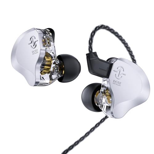 Kinboofi CCZ Solo Silver in Ear Monitor Wired IEM Headphone, DC02 Dual Magnetic Circuit DD HiFi Earphones, Professional HiFi Earphone, Stereo Sound Earbuds, with MIC - color: Silver, size: with MIC