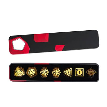 UDIXI Metal Dice Set D&D RPG DND Dice Set for Role Playing Games (Gold) | 7-Pieces, Lozenge Pattern, Zinc Alloy Material, Gorgeous Gift Case, DM Gift, for Dungeons and Dragons Role Playing Games - color: Gold