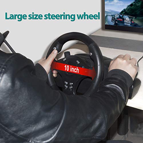 DOYO Steering Wheel with Pedals for PC/Xbox/PS4/Switch – 270° Racing Wheel, Gaming Steering Wheel with Gear Shifter, Dual Vibration, Clamp Mount, Driving Simulator for Sim Racing