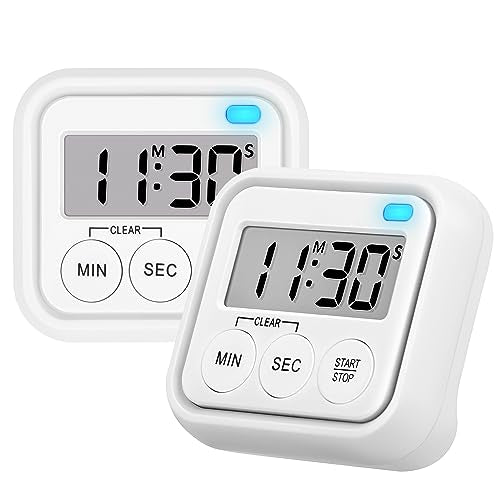 Timer, Kitchen Timers for Cooking Classroom Timer for Kids Teachers Digital Magnetic Timers 2 Pack, White - color: White