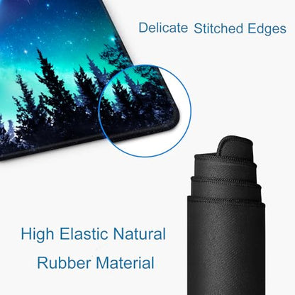 Gaming Large Mouse Pad with Stitched Edges, Galaxy Desk Mat, Extended Keyboard Pad, Non-Slip Rubber Base Desk Pad for Keyboard and Mouse, 31.5X11.8 inch, Moon Starry Sky - color: 16 Moon Starry Sky