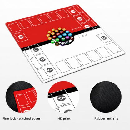 Playmat for Trading Card Game – 2-Player Trainer Mat with 37 Damage Counters and Professional Storage Bag - color: New Damage Counters