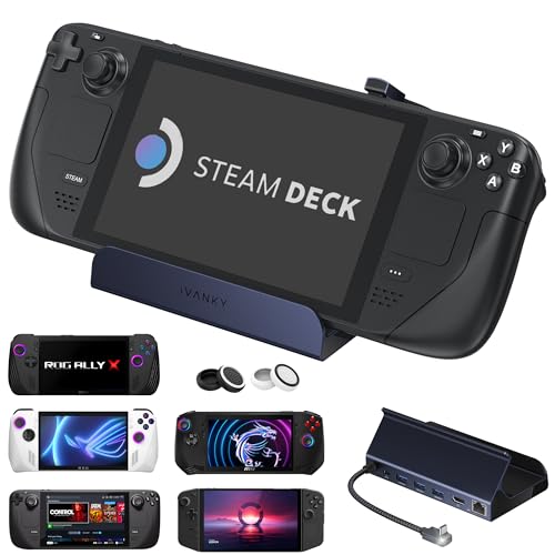 iVANKY 8-in-1 Steam Deck Dock for ASUS ROG Ally X/Legion Go/MSI Claw | 4K@144Hz Docking Station, ROG Alloy/Valve Stream Deck OLED Hub, HDMI 2.1, 1Gbps Ethernet, 3*USB-A 3.0, 100W Charge - color: Midnight Blue