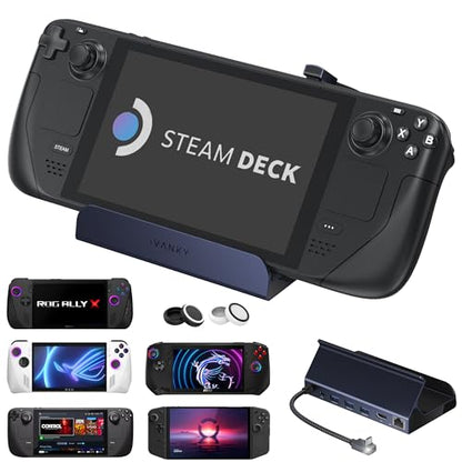 iVANKY 8-in-1 Steam Deck Dock for ASUS ROG Ally X/Legion Go/MSI Claw | 4K@144Hz Docking Station, ROG Alloy/Valve Stream Deck OLED Hub, HDMI 2.1, 1Gbps Ethernet, 3*USB-A 3.0, 100W Charge - color: Midnight Blue