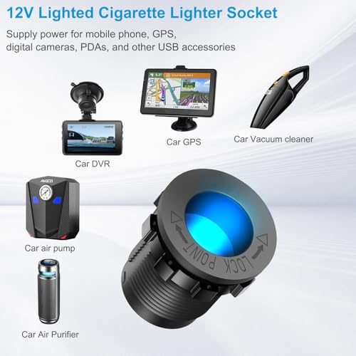 4 in 1-12V USB Outlet RV Accessories Marine Switch Panel Plug, PD3.0 and Dual QC3.0 Car USB Port Aluminum Charger, Lighted 150W Cigarette Lighter Socket, Blue LED Voltmeter and Toggle Switch DIY Kit - color: Charger+Socket+Voltmeter+Switch