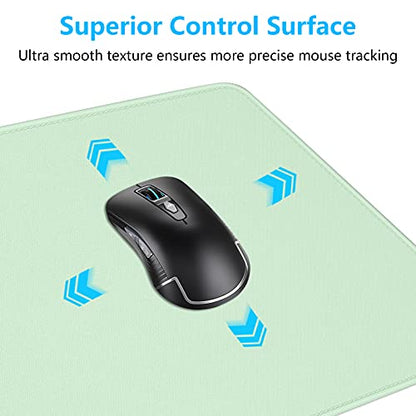 Dapesuom Large Gaming Mouse Pad, Extended Mouse Mat with Stitched Edges, Full Size Keyboard Pad with Non-Slip Base, Big XXL Computer Desk Mats for Gamer, Laptop, Office, 31.5 x 15.7in, Lake Green - color: Lake Green, size: 31.5L x 15.7W inches