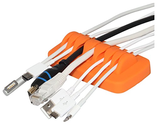 Heaviest Cable Organizer on The Market! Compact and Weighted Desktop Cord Holder and Cable Organizer, Eco-Friendly Silicone, No Bad Smell, Bundled with 4 Reusable Cable Ties! (Orange) - color: Orange, Standard