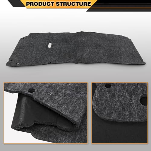 CNNELL Hood Insulation Pad with Clips Compatible with Ford F250 F350 F450 & Excursion 1999-2007 Black - style: 1999-2007 Ford F250 F350 F450