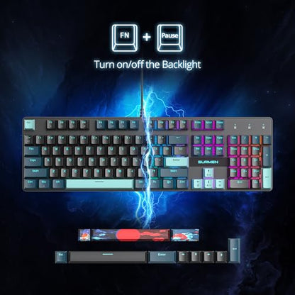 surmen Full Size Creamy Keyboard with Number Pad, 104 Keys RGB Wired Mechanical Gaming Keyboard Backlit with PBT Keycaps Linear Red Switch for Laptop Desktop PC Gamers（104 Monster B） - color: 104 Monster B