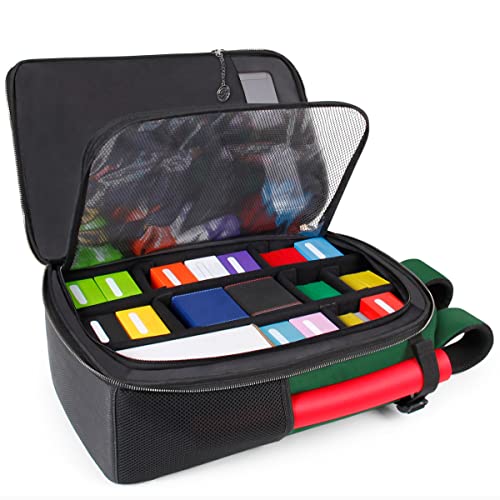 ENHANCE MTG Backpack TCG Card Storage - TCG Backpack for Deck Boxes, Sleeved Cards, Playmats, MTG Accessories - Customizable Organization Protected by Built-in Defender Screen - color: Dragon Green
