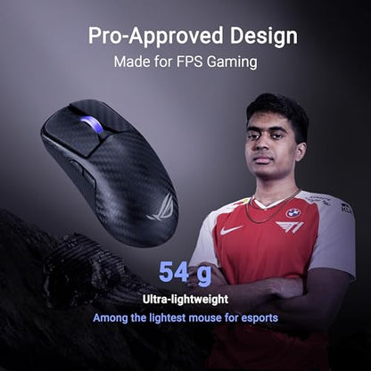 ASUS ROG Harpe Ace Extreme Wireless Esports Gaming Mouse – Carbon Fiber Build, 47g Lightweight, Tri-Mode Connectivity, 42K DPI, up to 70Hr Battery, Glass Skates, Pro-Approved, PC/Mac Support - Black - color: Black, style: Harpe Ace Extreme
