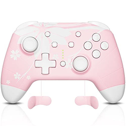 Mytrix Wireless Controller for Windows PC iOS Android Steam Deck, Bluetooth Controller with Programmable Buttons, Turbo & Vibration - Pink - color: Light Pink